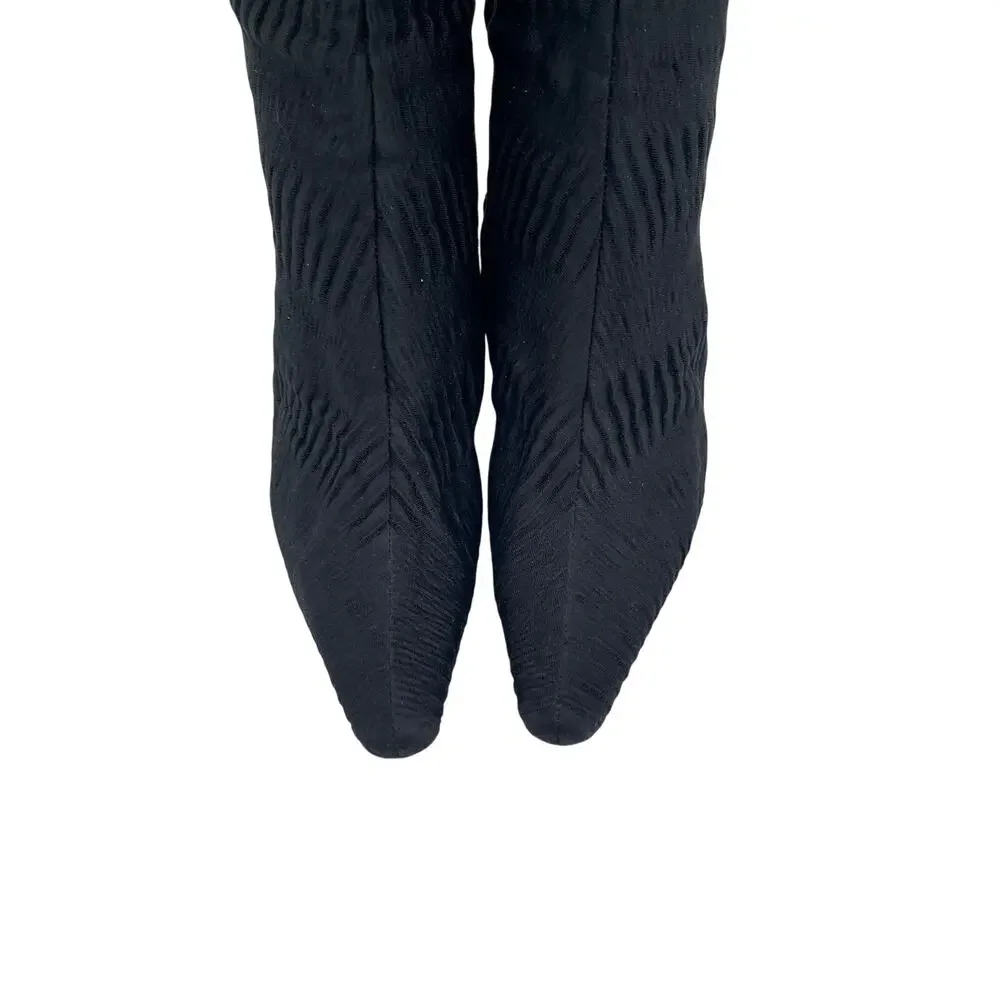 Gucci F/W 1999 Tom Ford Era Black Ruched Textured OTK Stiletto Boots IT 37.5